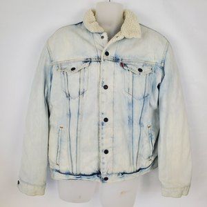 Levi's Trucker Jean Jacket Snap Front Fleece  Lined Levi Strauss Size XL Denim